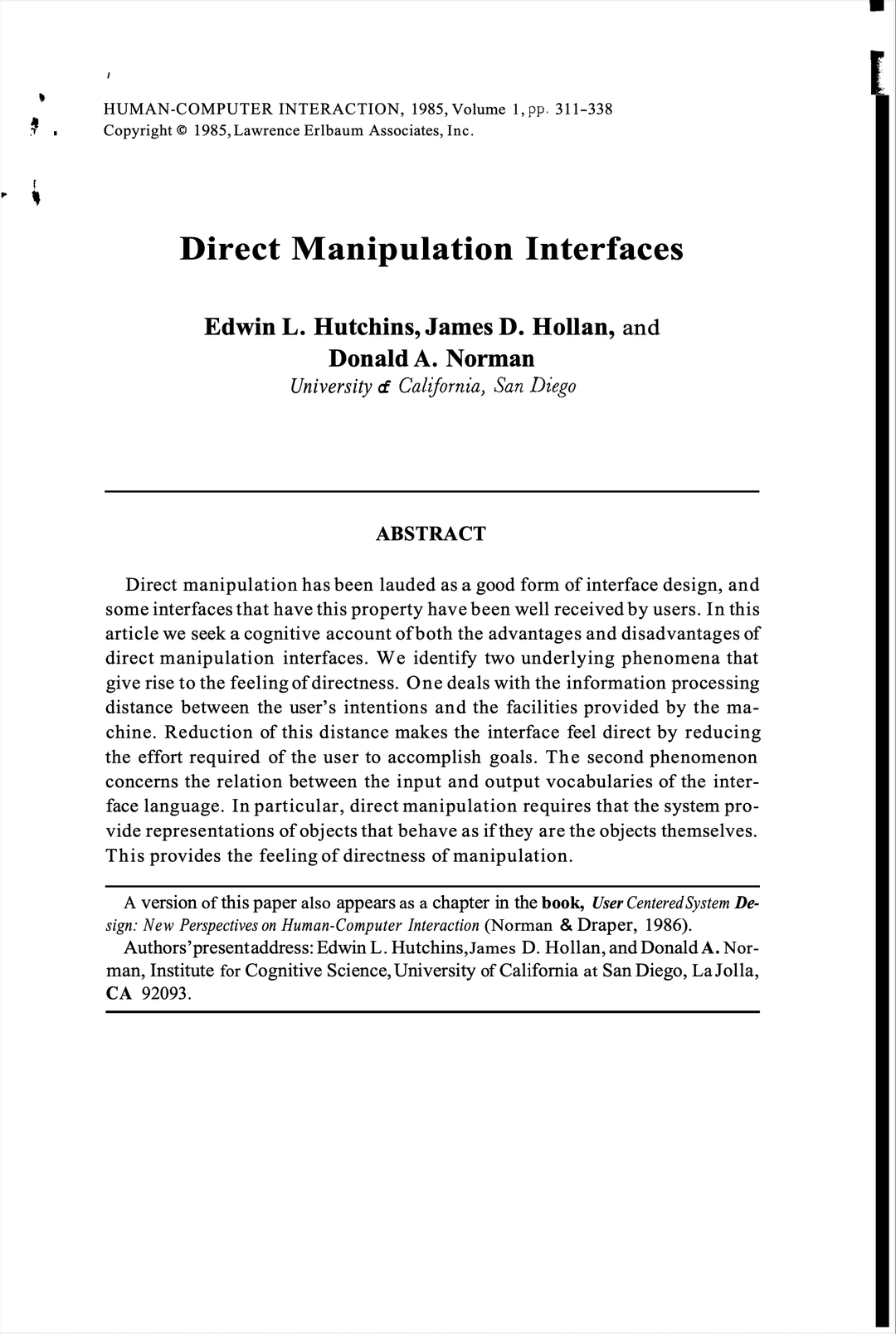 Direct Manipulation Interfaces