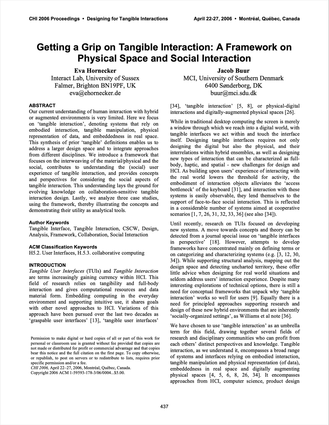 Getting a Grip on Tangible Interaction: A Framework on Physical Space and Social Interaction