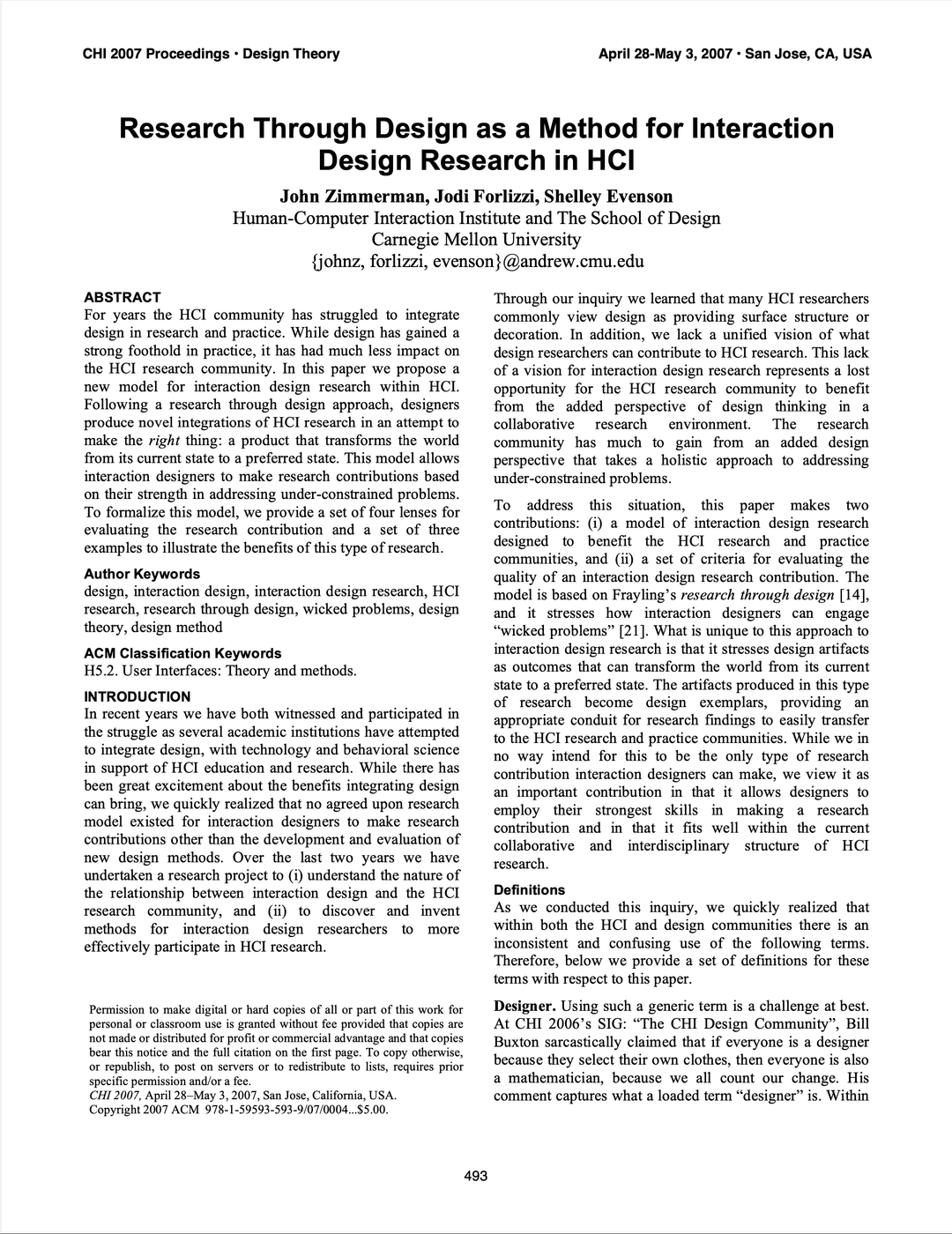 Research through Design as a Method for Interaction Design Research in HCI